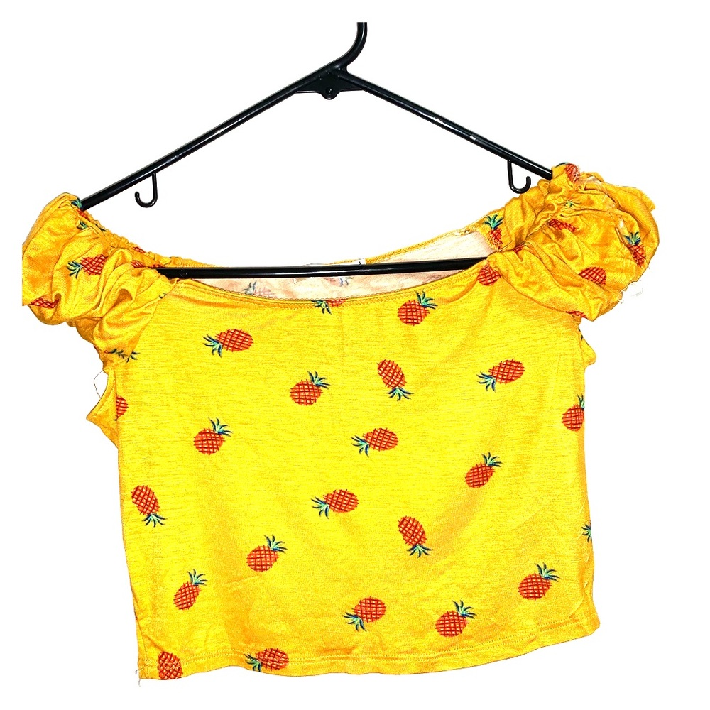 Heart & Hips Off the Shoulder Pineapple Crop Top
